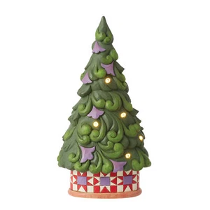 Enesco Jim Shore Heartwood Creek Tree with Star Pattern Base Lit Figurine 9 In. - Picture 1 of 5
