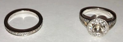 Scott Kay 14k 白金光环订婚戒指 M1226 带匹配结婚戒指 — 第 1/4 张图片