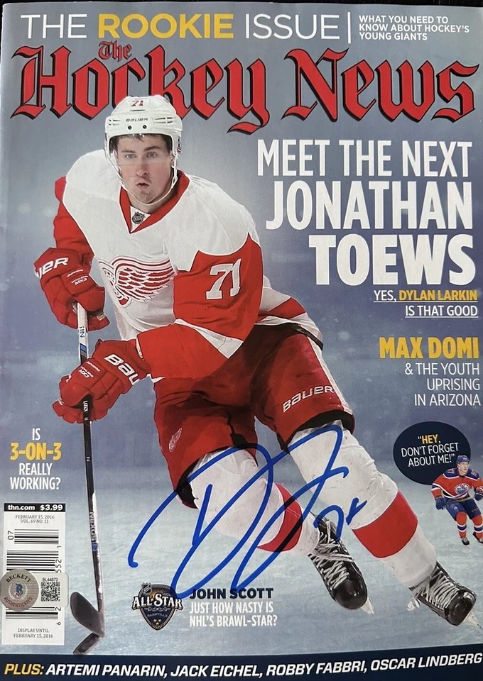 Dylan Larkin   SIGNED AUTOGRAPHED The Hockey News 2/15/16 NO  LABEL Beckett Cert - Image 1 of 1