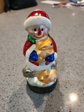 THOMAS PACCONI CLASSIC 30 YEARS  FIGURINE SNOWMAN WITH RABBITS  WOOD BASE