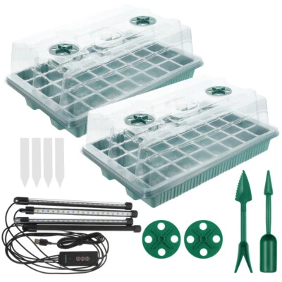 2x 40Hole Seed Starter Trays with Grow Light Adjustable Humidity Germination Kit - image 1 of 4