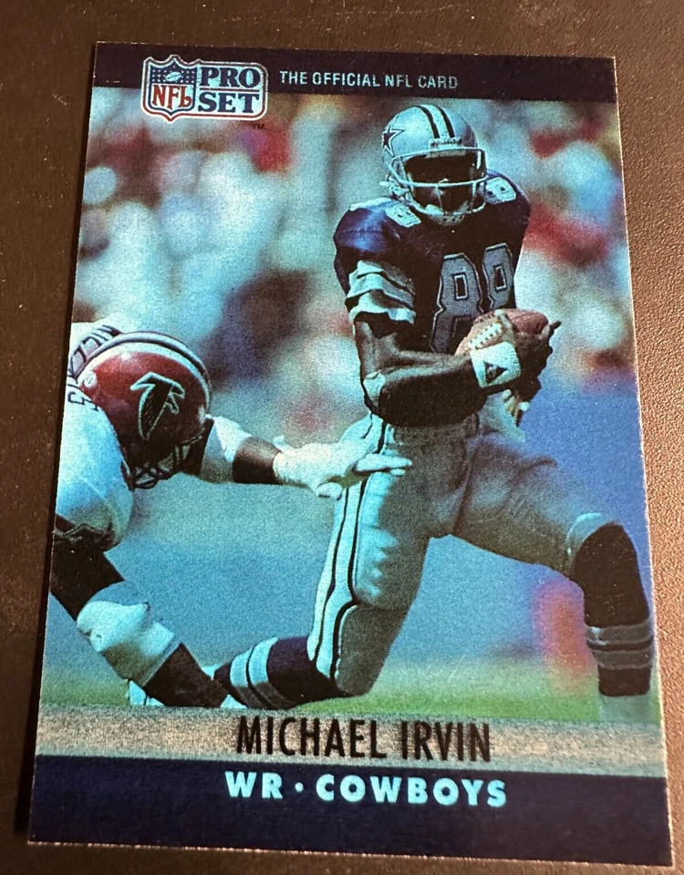Michael Irvin 1990 Pro Set Error Metal Wash Super Bowl XXIV Vaqueros Espalda Incorvocada Foto 1 de 2