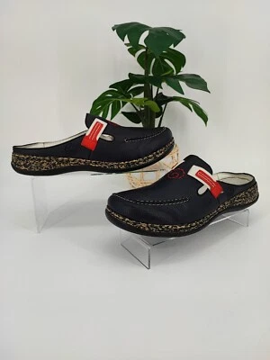 Rieker Women's Black Leather Anti-Stress Slip On Mules Clogs Size 9 US  - Image 1 of 4