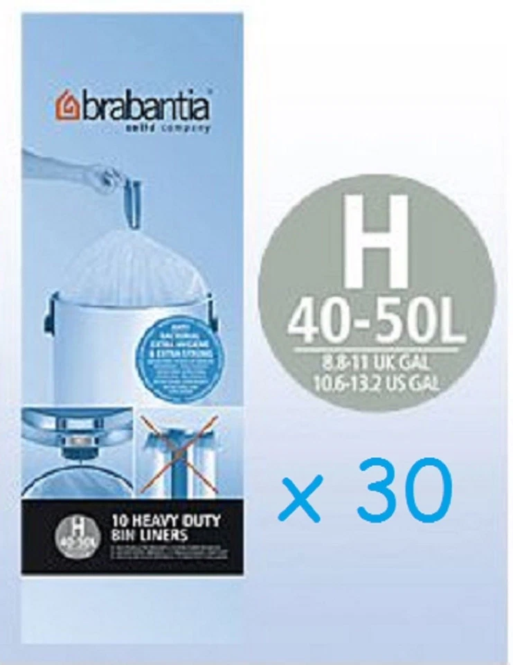 30 - 3 rolls Genuine Brabantia Type H 50L 50 Litre Bin Liner Bags - Image 1 of 1