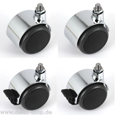 Satz Möbelrolle 50 mm für USM Haller Rolle Hartbodenrolle Chrom mit ohne Bremse - Bild 1 von 3