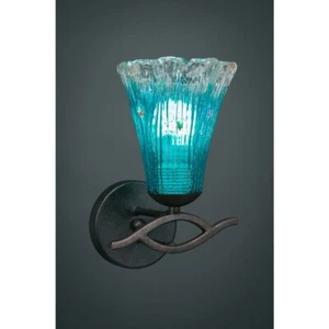 Toltec Revo Wall Sconce, Dark Granite, 5.5" Teal Crystal Glass - 141-DG-725 - Picture 1 of 1