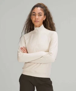 EUC $149 Lululemon Engineered Warmth Half Zip Merino wool bld Cream top womens 4 - Picture 1 of 12
