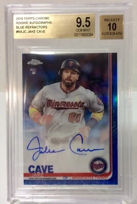 2019 Topps Chrome #RAJC JAKE CAVE (RC) Blue Refractor 105/150 BGS 9.5 - 10/Auto - Image 1 of 4