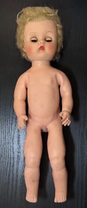 Vtg Plastic Rubber Baby Doll Squeaker 14-VS 10 Close Eyes Rooted Hair 14.5” TLC - Picture 1 of 6