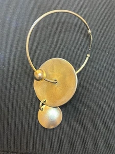 Vintage ROZ BALKIN Gold Plated Bronze Disk Dangle SINGLE EARRING Untested READ - Picture 1 of 19