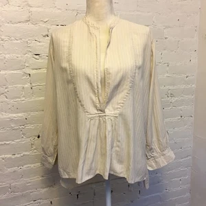 Nili Lotan Algodón Profundo Cuello en V Popover Top Beige Talla M - Imagen 1 de 9