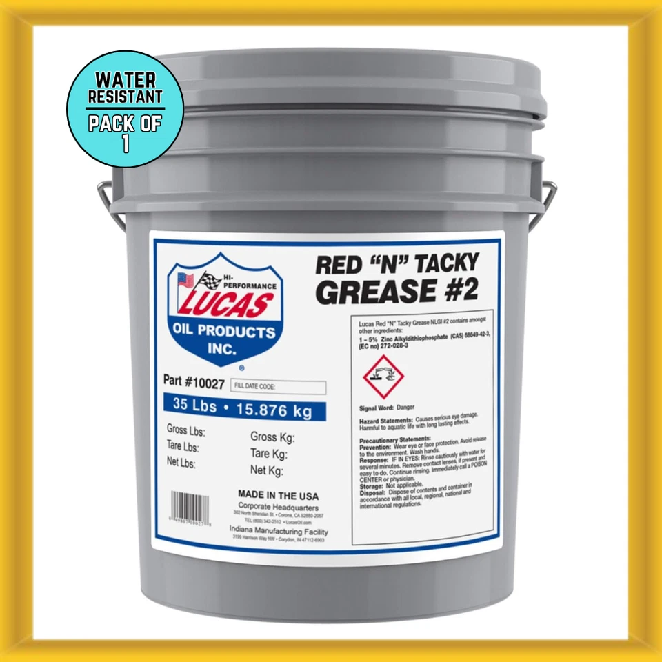 Lucas Oil 10027 35-pound Water Resistant Red 'N' Tacky Grease #2 (PACK OF 1) NEW - Imagem 1 de 1