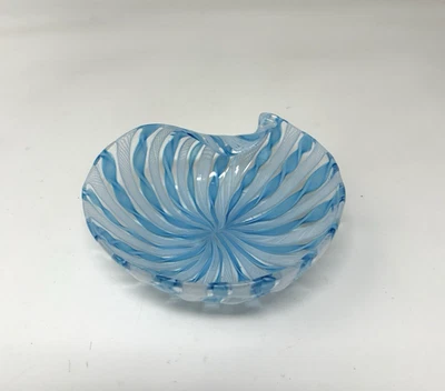 "Cinta espiral de celosía MURANO LATTICINO ZANFIRICO azul blanco cuenco 5""x2"" TIENE DEFECTO" Foto 1 de 4