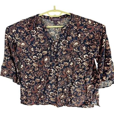 Top Gloria Vanderbilt Mujer Talla M Azul Rosa Floral Viscosa Boho Ligero Foto 1 de 4