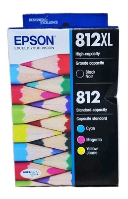 Epson T812XL-BCS Black Cyan Mag Yellow Ink XL Cartridges EXP 6/2028 SEALED - Image 1 of 4