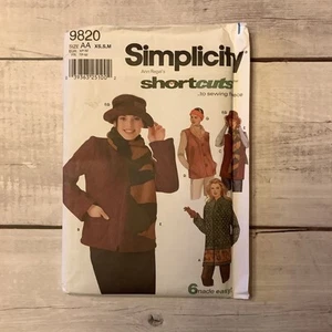 Simplicity 9820 Sewing Pattern Jacket Vest Hat Scarf Misses Sz XS-M UNCUT - Picture 1 of 3