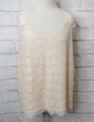 Блузка без рукавов женская New York & Co размер XL румяна розовая с кружевной передней частью новая! - Изображение 1 из 4