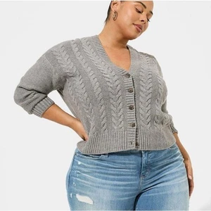 Cárdigan TORRID Gris Grueso Tejido con Cable Mujer Plus 2X Nuevo con Etiquetas Informal Comodidad - Imagen 1 de 10