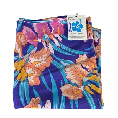 Colección Hibisco Hawaii Sarong Largo Con Estampado Floral Púrpura Naranja Azul Foto 1 de 4