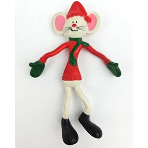 Vintage AMSCAN Hong Kong Poseable Mouse Weihnachtsfigur 4,50 Zoll Handschuhe Mütze Schal - Bild 1 von 11