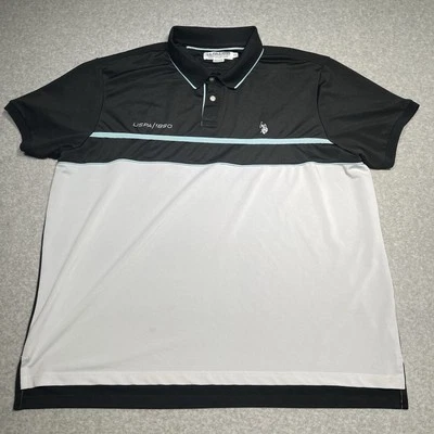 US Polo Assn Mens 2XL Polo Shirt Black White USPA Logo Athletic Fit Breathable - Image 1 of 4