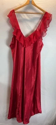 Maxi camisón satinado Solange caftán quimise 26/28 rojo sexy satinado volantes fluido Foto 1 de 4
