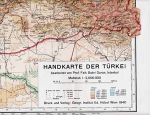 TR Turkiye 1940 orig. Teil-Karte Erzurum Kars Van Hakkari Mardin Diyarbakır Rize - Picture 1 of 2