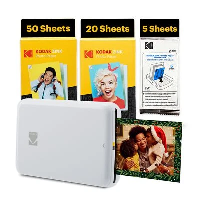 Kodak Step Mobile Instant Photo Printer 2x3" White, Photo Paper 75 Sheets Bundle - Image 1 of 4