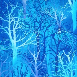 Fabri-Quilt 112-2776 Winter Blues - Bare Ice Trees -  Cotton Fabric 42" x 30" - Picture 1 of 4