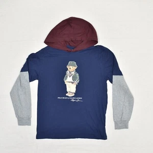 Polo Ralph Lauren Men's Hooded T Shirt BEAR Cotton Multicolor Size XL YOUTH - Picture 1 of 8