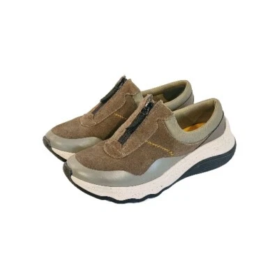 Женские CLARKS Jaunt путь зеленый оливковый молнии кроссовки обувь 5 - Изображение 1 из 4