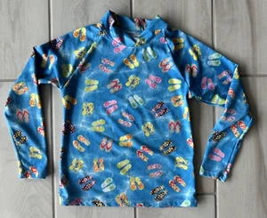Girls size 6 UPF Sun Protection Zone Swim Shirt top Blue with Flip Flops theme - Picture 1 of 3