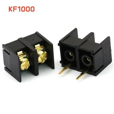 10mm Pitch 300/250V 2 Way PCB Black Screw Barrier Terminal Block Strip Connector - Image 1 of 2