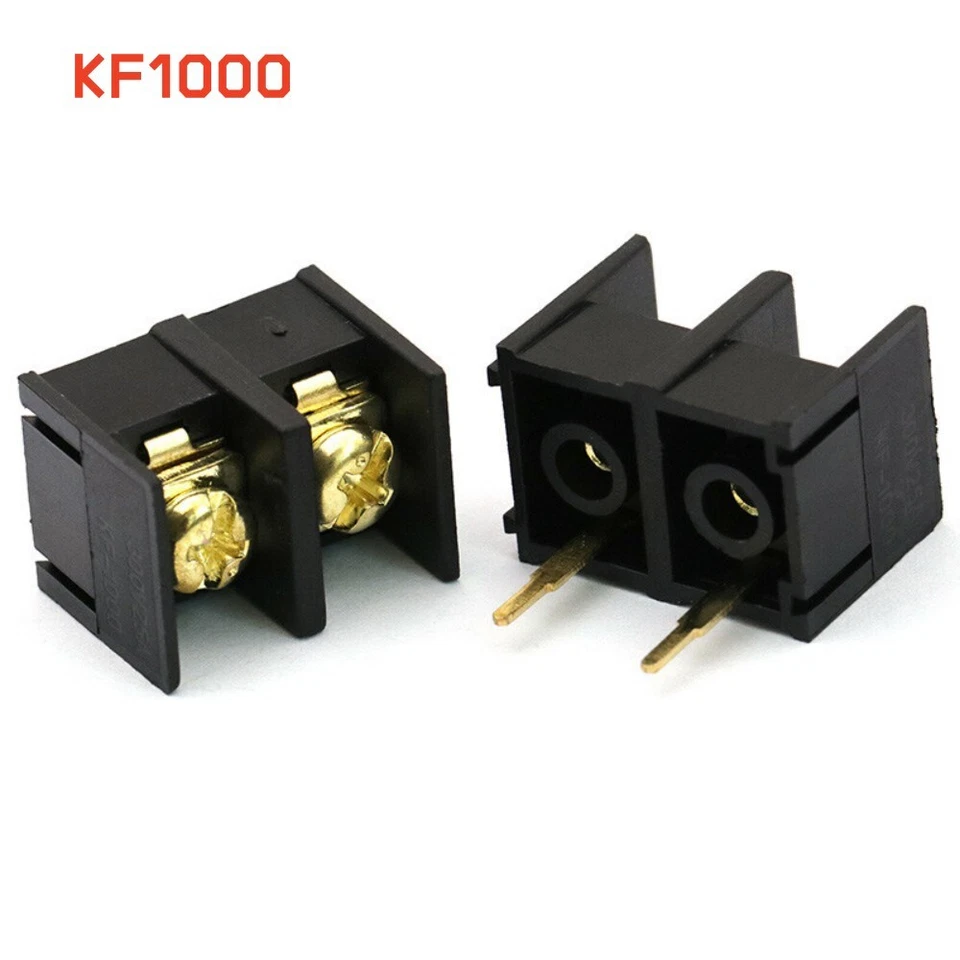 10mm Pitch 300/250V 2 Way PCB Black Screw Barrier Terminal Block Strip Connector - Image 1 of 2