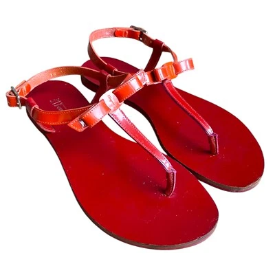 Sandalias planas con lazo de charol rojo y naranja SALVATORE FERRAGAMO, talla 36 Foto 1 de 4