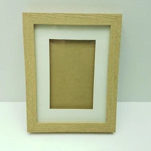 Natural Wood Photo Frame with White Mat Rustic Modern Display Style - Picture 1 of 14