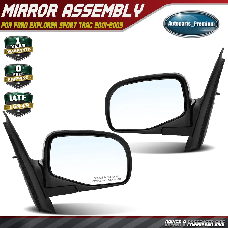 Черное зеркало водителя и пассажира с ручным складыванием для Ford Explorer Sport Trac - Изображение 1 из 4