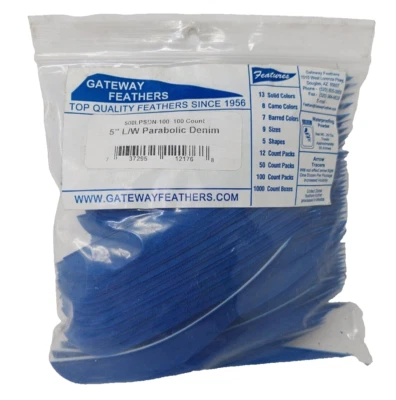 Paquete de 100 plumas Gateway de 5" ala izquierda: azul denim parabólico 500LPSDN-100 Foto 1 de 3