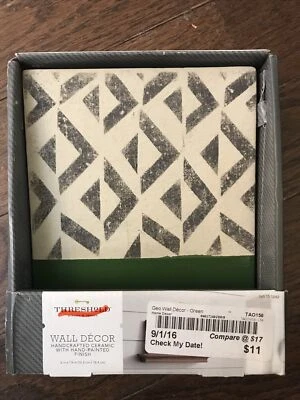 NIB Wall Tile Handcrafted Ceramic Hand-Painted Finish Gray/Green 6"x7 1/4"x1/2” - Image 1 of 4