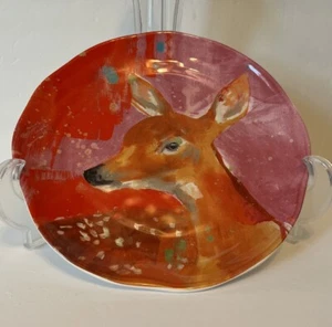 ANTHROPOLOGIE WINTER FAUNA 8.5" Plato de Ensalada de Ciervos - Lauren Walcott - - Imagen 1 de 3