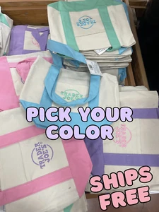 ๐๏ธ Trader Joeโs Mini Canvas Tote Bags ๐ Pastel Colors Set of 4 ๐จ TikTok Viral - Picture 1 of 29