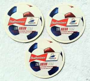 1998 FIFA WORLD CUP France ⚽️ Dream TEeam 🇺🇸Beer Coasters Set Of 3 NEVER USED! - Picture 1 of 3