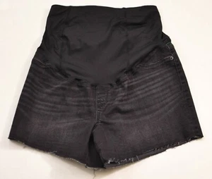 Women's Isabel maternity mini shorts size 12 denim black cotton mix two pocket - Picture 1 of 8