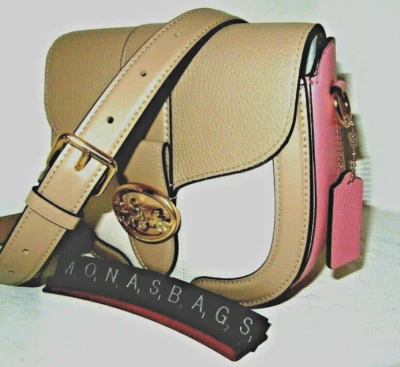 Nuevo bolso Coach C3596 Georgie Saddle de cuero color rosa topo crema nuevo con etiquetas $350 Foto 1 de 4