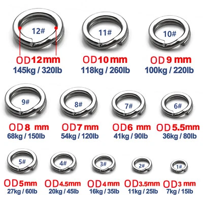 100Pcs Fishing Split Rings Stainless Steel Saltwater Treble Hooks Connector - Image 1 of 4