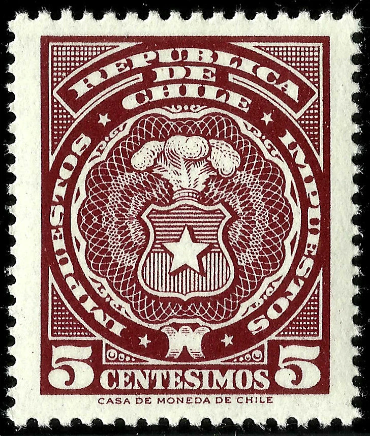 CHILE, 5 CENTESIMOS, FISCAL TAX STAMP, MNH - Image 1 of 1