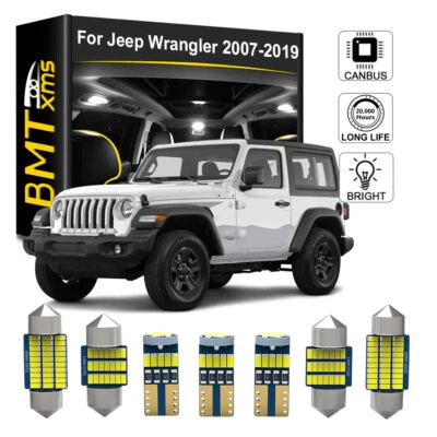 7pcs White Interior LED Lights Kit Package Bulbs For 2007-2020 Jeep Wrangler JK - Imagem 1 de 4
