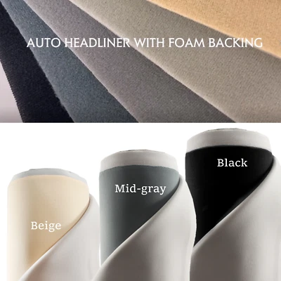 Tela para techo automático 60" de ancho con respaldo de espuma material de tapicería reparación y hágalo usted mismo Foto 1 de 4