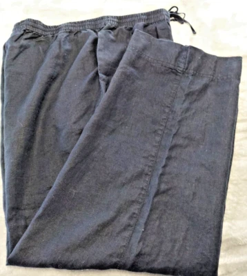 Jones New York  "Sport Woman"  Pants 2X Navy Drawstrng Waist  Linen - Image 1 of 4