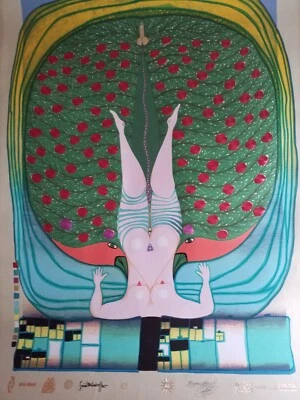 Hundertwasser, Red Metallic Serigraph, "Hommage à Schröder Sonnenstern", 1972 - Image 1 of 4